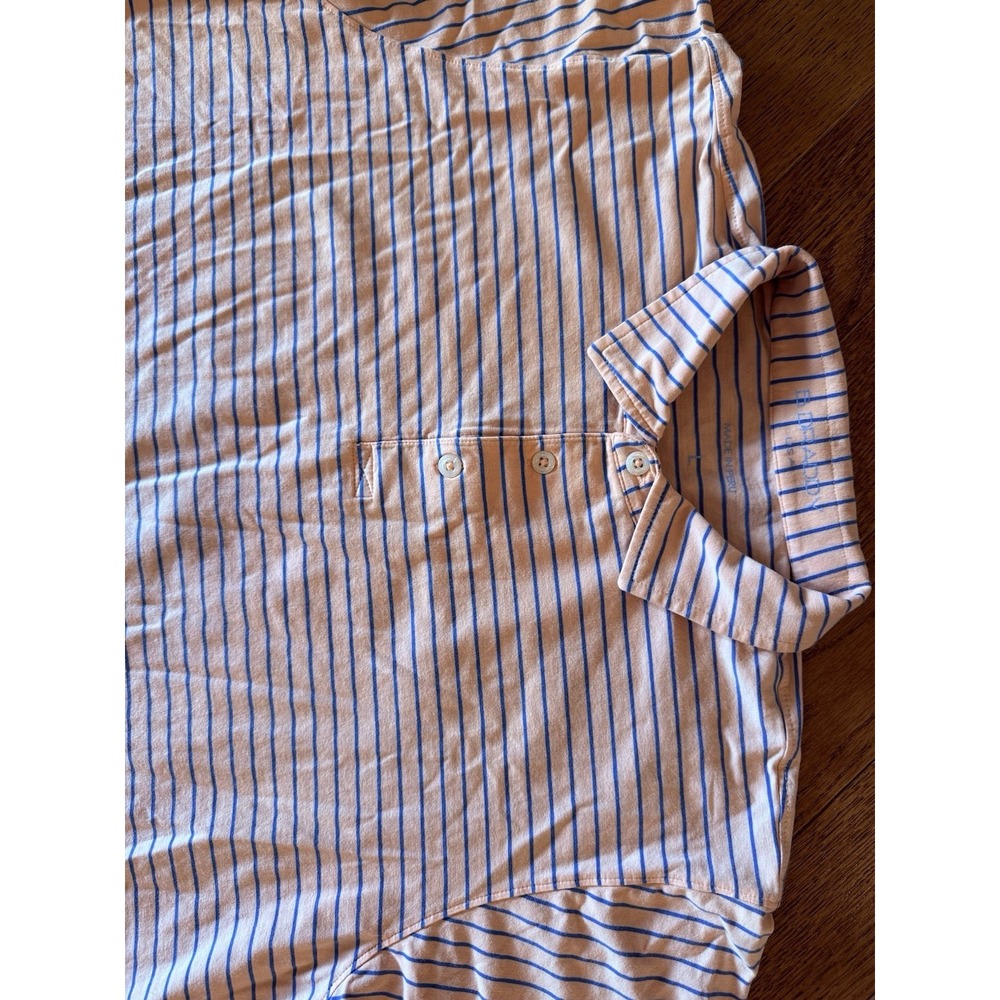 B Draddy Polo Shirt Mens Large Blue Pink Striped Short Sleeve Golf Pima Cotton